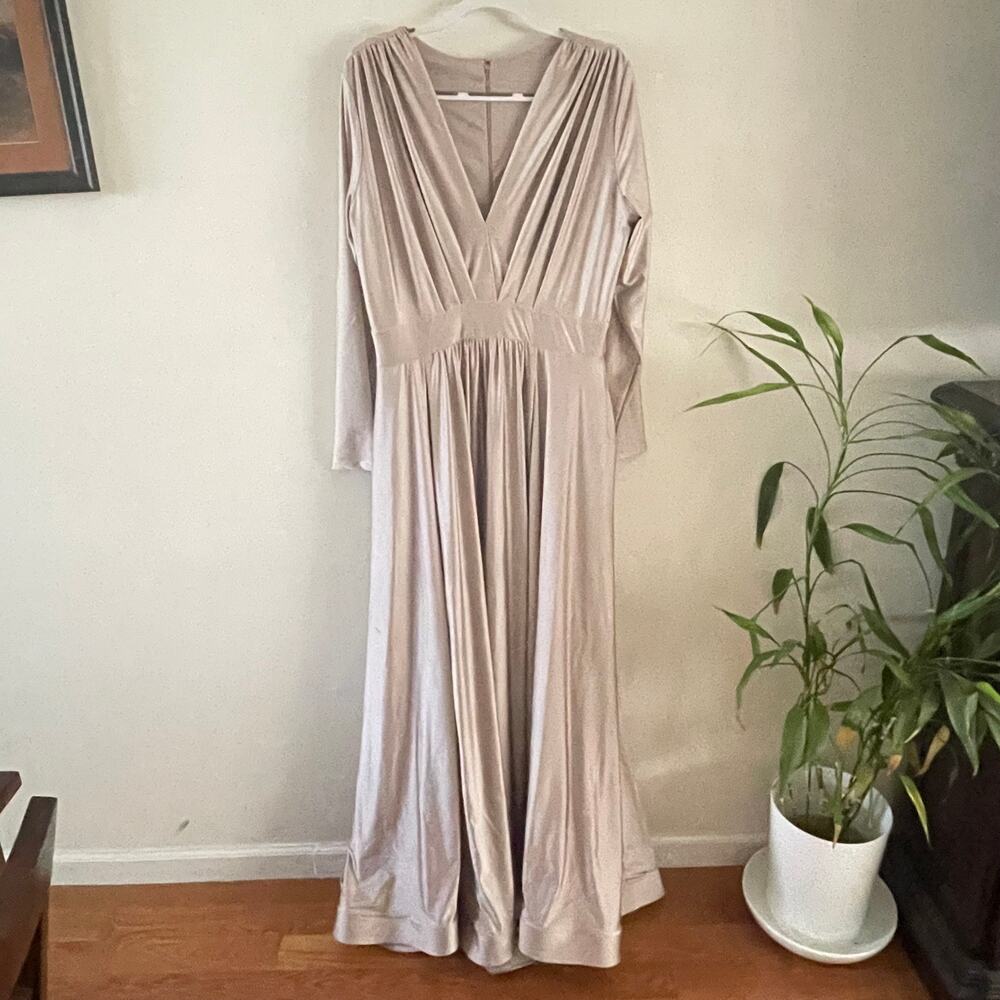 Jessica Angel JA769 Formal Gown Womens XXL Blush Pink Long Sleeves Pockets